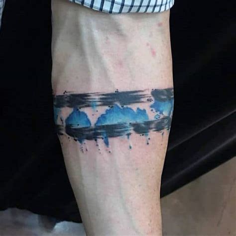 blue linework tattoo